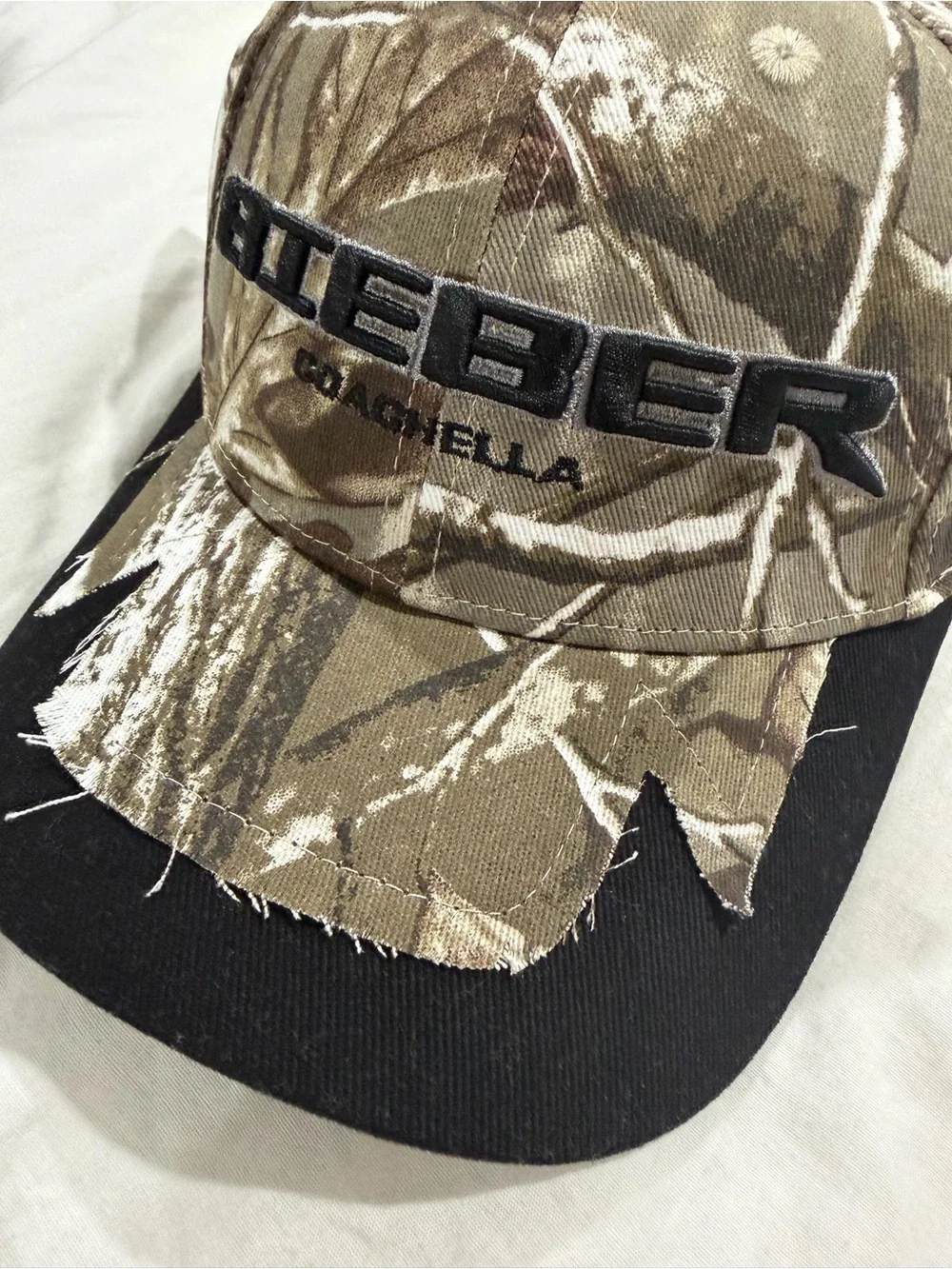 JUSTIN BIEBER Coachella Camouflage Distressed Baseball Cap - Brown & Black